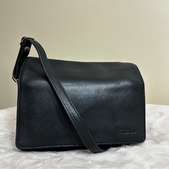 Derek Alexander Handbags - Derek Alexander 3/4 Flap E/W Black Bronze Leather Organizer Crossbody Bag